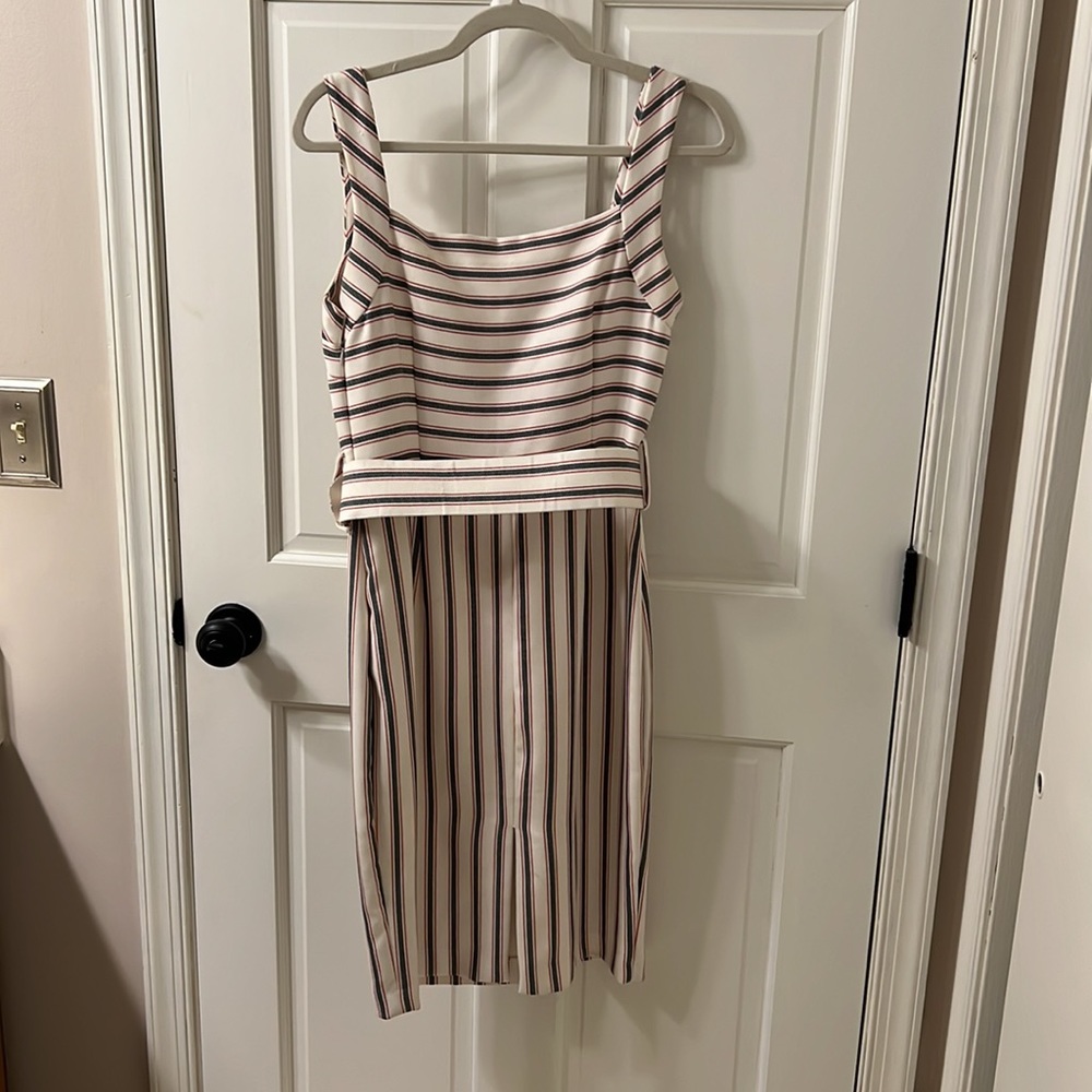 Zara Basic Medium Belted Red White Blue Striped D… - image 3